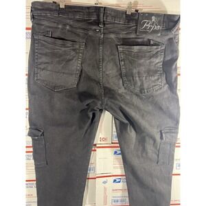 PRPS Premium LEGACY KICK FLARE Biker Denim Jeans Mens Sz 40 BLACK Pants Stretch